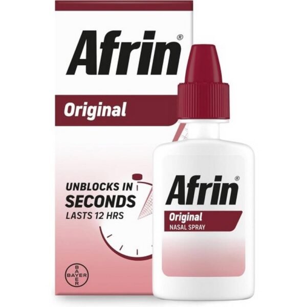 Relieving nasal congestion from cold and allergies – Bayer Afrin Original Nasal Spray,