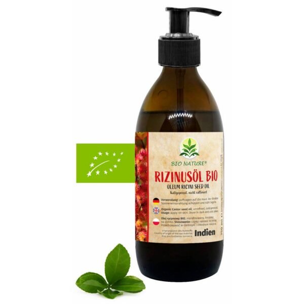 BIO NATURE Therapeutic castor oil 250 ml INDIE BIO; cold pressed; glass promotes hair growth, nourishes very dry skin, strong antibacterial properties, can promote healing of scars and acne.