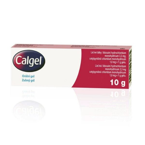 Calgel Gel 10g – an oral gel from the UK, designed to relieve pain and discomfort caused by teething in infants. It contains lidocaine and an antiseptic to numb the gums and reduce inflammation. Suitable for babies and young children, providing fast relief from teething symptoms.