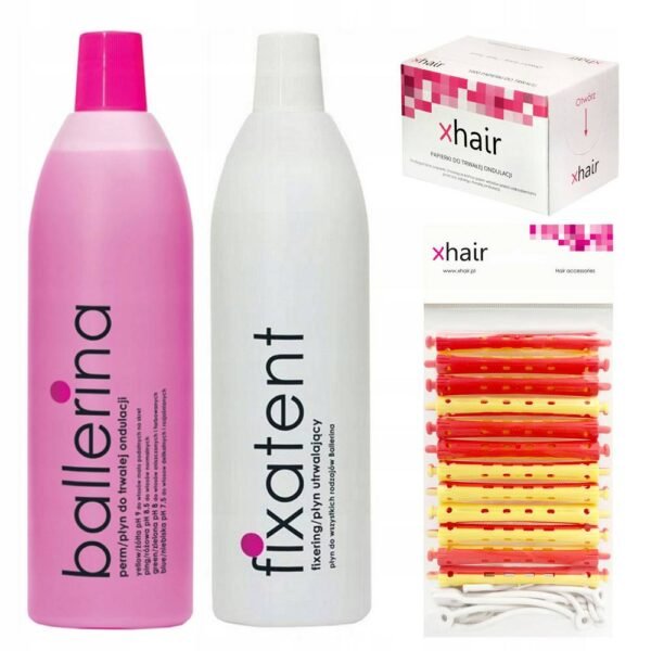 Catzy Hair Perm SET Catzy Ballerina Rollers PAPERS FIXING - utilisé pour la permanente, 12 pièces par paquet, papiers permanents permanents, 1000 pièces par paquet, liquide permanent rose Catzy Ballerina pour cheveux normaux, fixateur liquide permanent Catzy Ballerina.