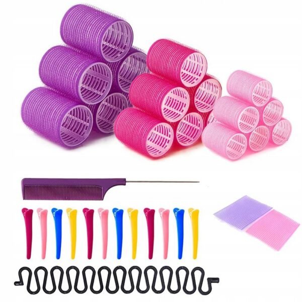 Evewell SET OF HAIR ROLLERS WITH VELCROPS MANY ROLLERS - 34 PIECES for all hair types, reusable material, safe for hair.