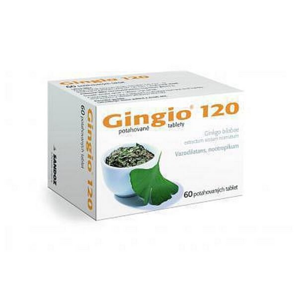 Gingio 120 mg Comprimés pelliculés (60) sont utilisés pour améliorer la circulation sanguine et soutenir les fonctions cognitives. L'ingrédient actif, l'extrait de Ginkgo biloba, est connu pour ses propriétés antioxydantes et sa capacité à améliorer la mémoire et la concentration, souvent utilisé dans la gestion des symptômes liés à la démence et au déclin cognitif lié à l'âge.