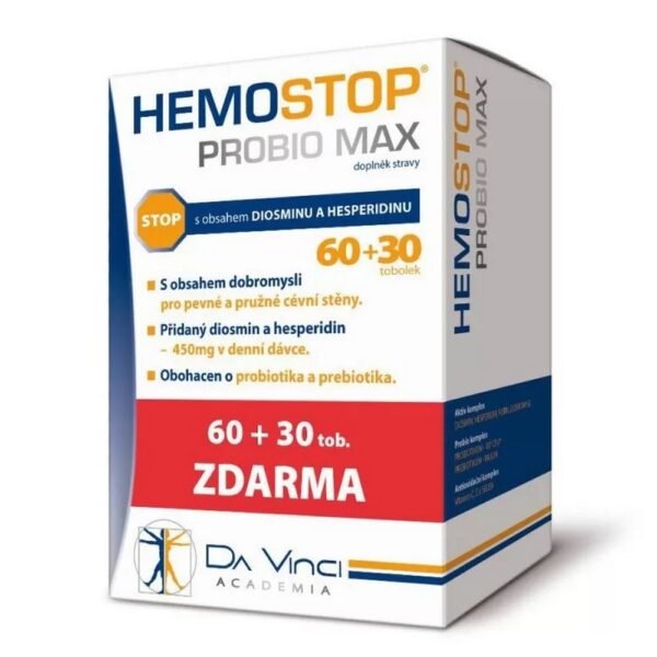 Hemostop Probio Max Da Vinci Academia is a dietary supplement designed to support gut health and digestion. It combines probiotics with other ingredients to promote a healthy balance of gut flora and improve intestinal function.