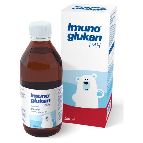 Imunoglukan P4H 250ml - un suplemento dietético líquido que apoya la función inmunológica . Contiene betaglucanos naturales para fortalecer las defensas del organismo. Ideal para personas que buscan una forma líquida conveniente para el apoyo inmunológico.