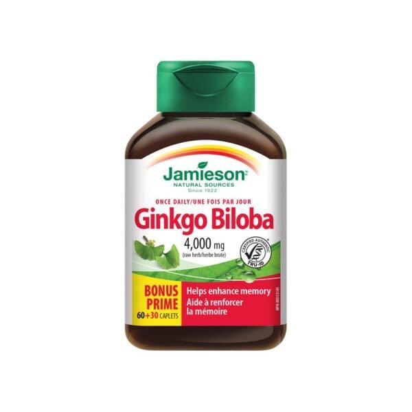 Jamieson Ginkgo Biloba is a dietary supplement designed to support cognitive function, memory, and overall brain health. Ginkgo biloba is known for its potential benefits in improving circulation and mental clarity.