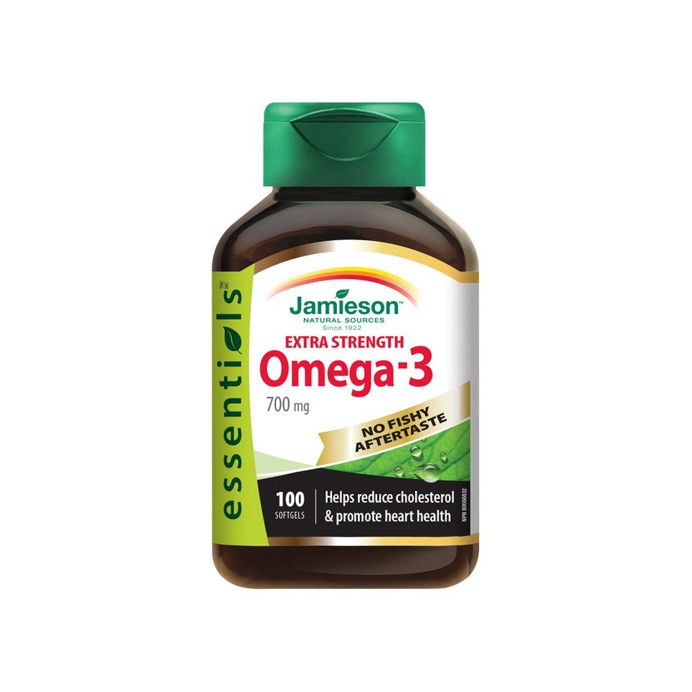 jamieson omega 3 extra 700mg cps100 Jamieson Omega-3 Extra 700 mg es un suplemento dietético que proporciona ácidos grasos omega-3 esenciales, incluidos EPA y DHA, que respaldan la salud del corazón, la función cerebral y el bienestar general .