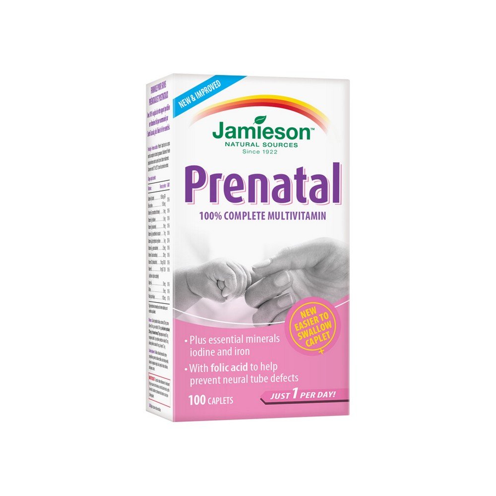 jamieson prenatal multivitamin tbl100 Un multivitamínico integral diseñado para mujeres embarazadas, que proporciona nutrientes esenciales como ácido fólico, hierro, calcio y DHA para apoyar tanto la salud materna como el desarrollo fetal. Ayuda a garantizar que se satisfagan las necesidades nutricionales durante el embarazo.
