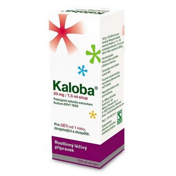 Kaloba is an herbal remedy used to treat upper respiratory infections such as cough, bronchitis, and sinusitis. It contains Pelargonium sidoides extract, which has antiviral and antibacterial properties, helping to relieve symptoms and support recovery.