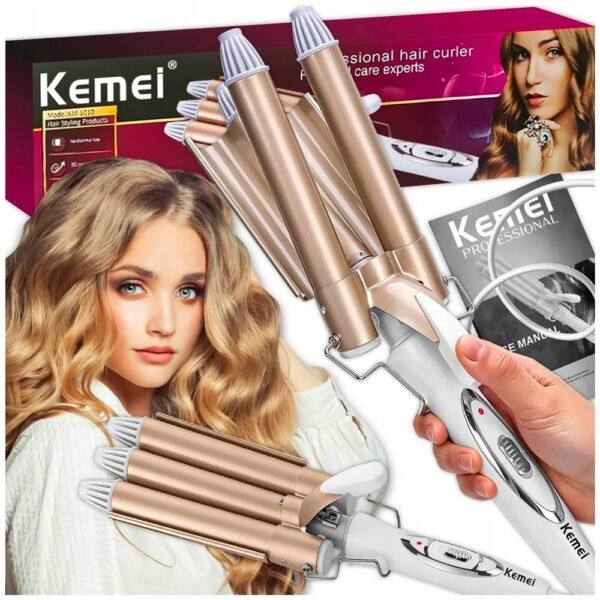 KEMEI KM-1010 HAIR WAVER, CURLER, CRIMPER, IMPRESSIVE STYLING fast heating, safe tip, negative ion technology.