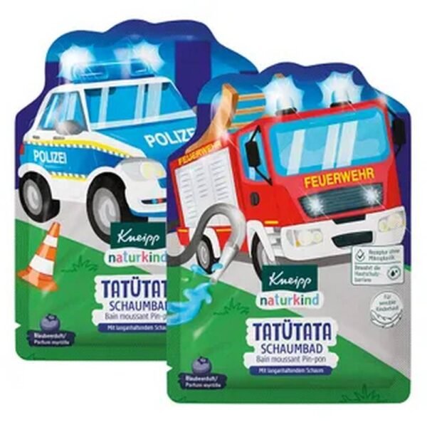 Experience exciting activities with the Kneipp® naturkind Tatütata foam bath with nourishing jojoba oil and natural blueberry extract.