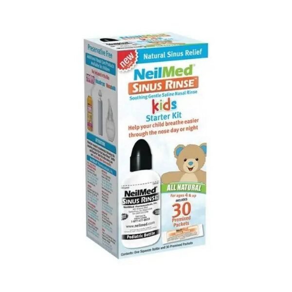 Nettoie efficacement les passages nasaux des polluants — NeilMed Sinus Rinse Kids Starter Kit Nasal Rinse System for Children + Sachets,