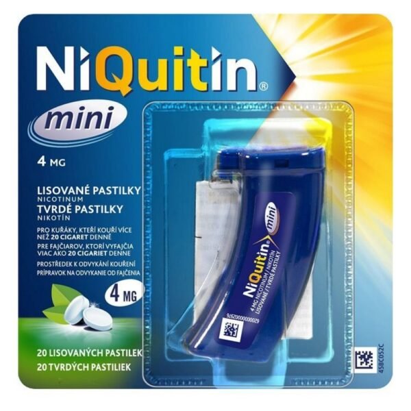 Nicotine Mini 4 mg Lozenges (1x20 pieces) are used as a part of a smoking cessation program to help reduce cravings and withdrawal symptoms associated with quitting smoking. Each lozenge contains 4 mg of nicotine, which is absorbed through the lining of the mouth.