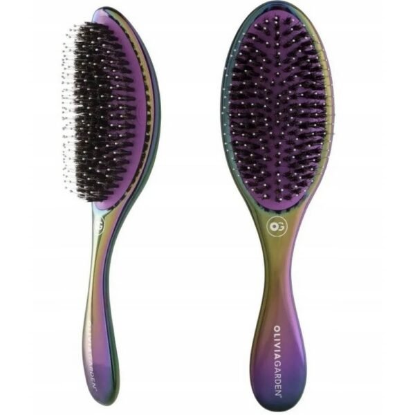 OLIVIA GARDEN BRUSH Щетина кабана Aurora Violet для укладки и разглаживания прядей, сочетание нейлоновых шипов с натуральной щетиной кабана устраняет спутывание и статическое электричество.