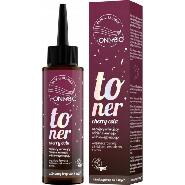 ONLY BIO HAIR IN BALANCE TONER CHERRY COLA 100ML for brown hair, refreshing color that gives hair a bright shade of dark cherry drink, the shade lasts up to 8 washes.