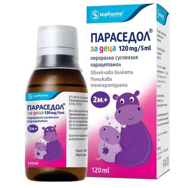 Fever in children-SOPHARMA, PARACEDOL FOR CHILDREN SUSPENSION 120ML, Pain relief-SOPHARMA, PARACEDOL FOR CHILDREN SUSPENSION 120ML, Cold and flu symptoms-SOPHARMA, PARACEDOL FOR CHILDREN SUSPENSION 120ML, Post-vaccination discomfort-SOPHARMA, PARACEDOL FOR CHILDREN SUSPENSION 120ML
