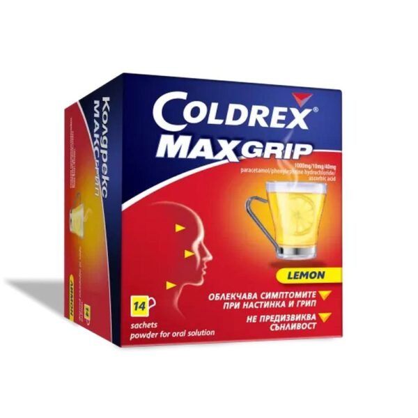 Aggravation of cold and flu symptoms in adults - Perrigo Coldrex Max Grip Lemon Sachets,