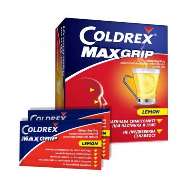 Aggravation of cold and flu symptoms in adults - Perrigo Coldrex Max Grip Lemon Sachets,