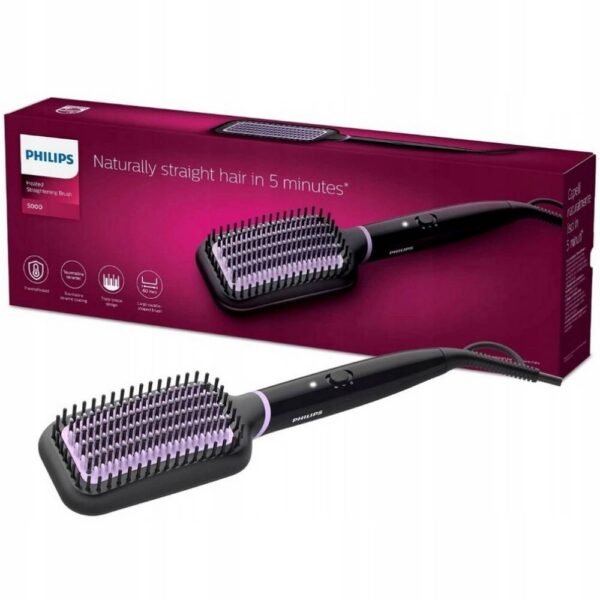 PHILIPS StyleCare Essential BHH880/00 ​​Ionic Hair Straightening Brush gives your hair smoothness, shine and protection, saving time during daily styling.