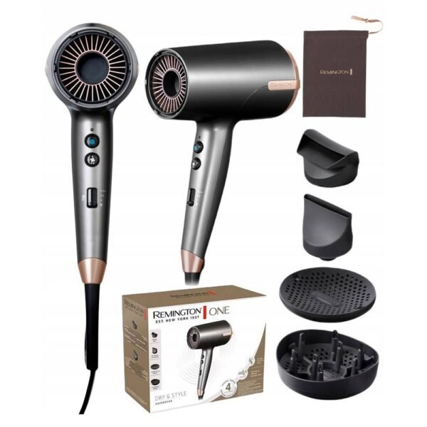 RemingtonD6077 SECADOR DE PELO ONE DRY & STYLE 2000W DIFUSOR DE IONIZACIÓN PARA TODO TIPO DE CABELLO, SECADO RÁPIDO Y EFICAZ, SEGURO Y CÓMODO ¡GRACIAS A LAS TECNOLOGÍAS MODERNAS!