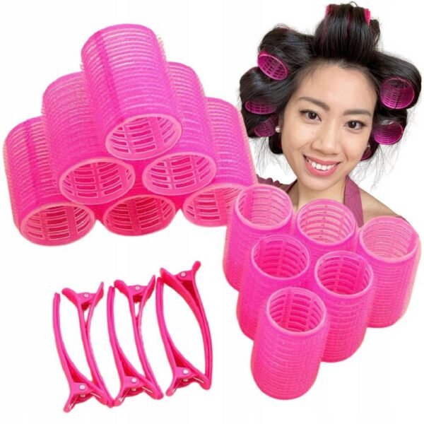 SEOL Set of hair rollers different sizes + clips 18pcs Pink curls waves will allow you to easily and quickly create a hairstyle, simple process of putting on and removing rollers, does not damage hair.