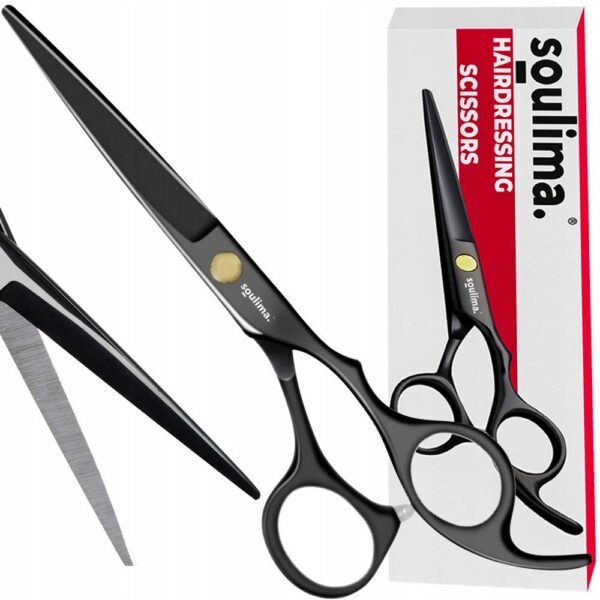 Soulima Tijeras de Peluquería Profesional para Corte de Cabello Sharp Strong Black fabricadas en acero inoxidable, aportan precisión, versatilidad, comodidad, durabilidad y estética.