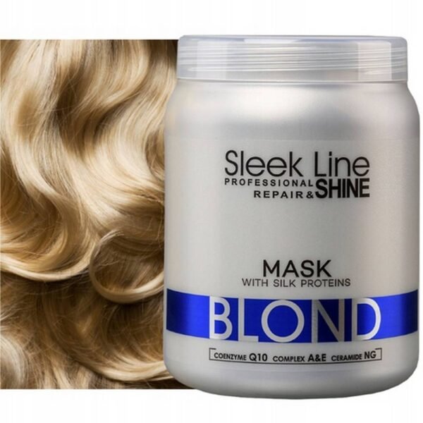 STAPIZ SLEEK BLOND MASCARILLA PARA EL CABELLO RUBIO CON PROTECCIÓN DEL COLOR SEDA 1000ML para cabellos claros, grises y decolorados, aporta al cabello un tono platino, regenera la estructura del cabello dañado, facilita el peinado y el peinado del cabello que antes era difícil se vuelve más fácil y agradable.