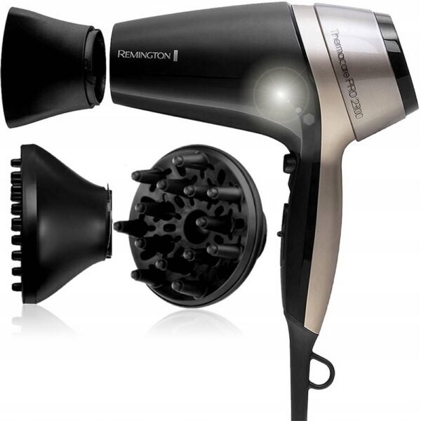 SECADOR DE PELO RemingtonD5715 - IONIZACIÓN - AIRE FRÍO - DIFUSOR combina un secado rápido con una mayor protección, un secador potente y suave con potencia 2100, produce menos ruido, lo que garantiza un secado más silencioso.