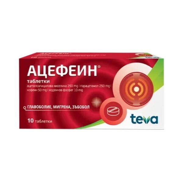 Alivio del dolor para dolores de cabeza - Teva Acefein 10 mg,