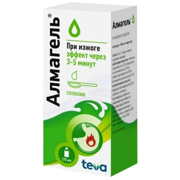 Proporciona alivio rápido de la acidez estomacal — Teva Almagel Oral Suspension for Heartburn Relief,