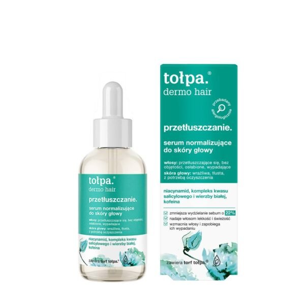 TOŁPA 75 ml Sérum normalisant pour le cuir chevelu, réduisant les démangeaisons et les pellicules réduit la sécrétion de sébum, donne aux cheveux légèreté et fraîcheur, renforce les cheveux et prévient la chute des cheveux.