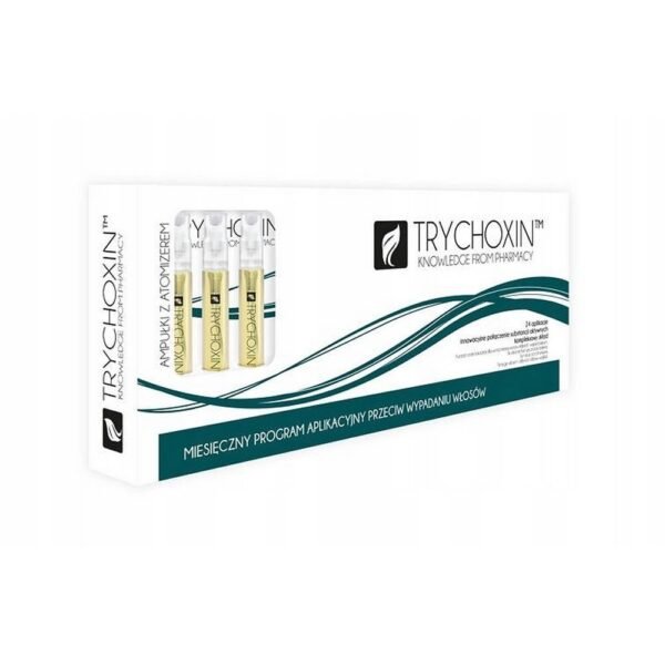 Trychoxin for hair loss 12x9ml not only prevents hair loss, but also supports hair growth, the active ingredients make hair shiny, thick and healthy.