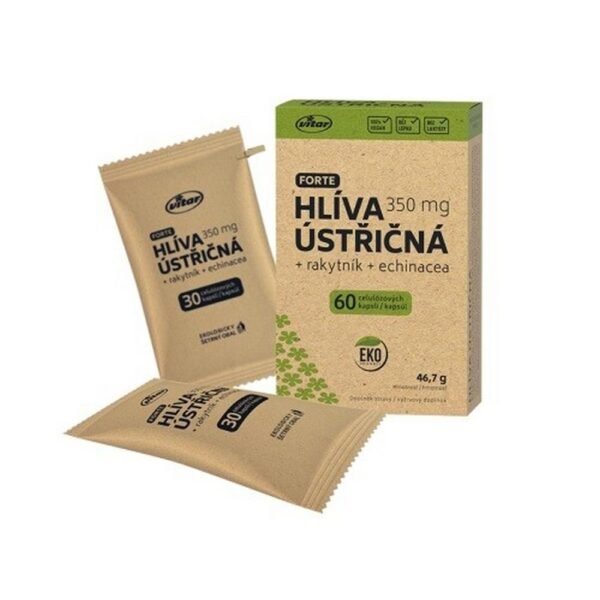 Vitar Oyster Mushroom + Echinacea + Sea Buckthorn ECO 60 Capsules – a natural supplement combining oyster mushroom, echinacea, and sea buckthorn to support immune health and overall vitality. Made with eco-friendly ingredients for a holistic approach to wellness.