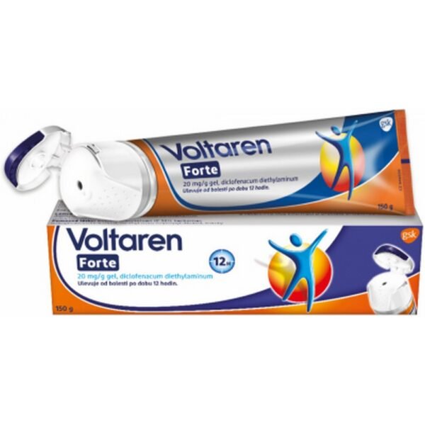 Voltaren Forte 20mg/g Gel 150g is a topical gel containing diclofenac diethylammonium, a nonsteroidal anti-inflammatory drug (NSAID). It is used to relieve pain and reduce inflammation in conditions like osteoarthritis, muscle strains, sprains, and back pain. The gel is applied directly to the affected area for targeted relief without the need for oral medication.