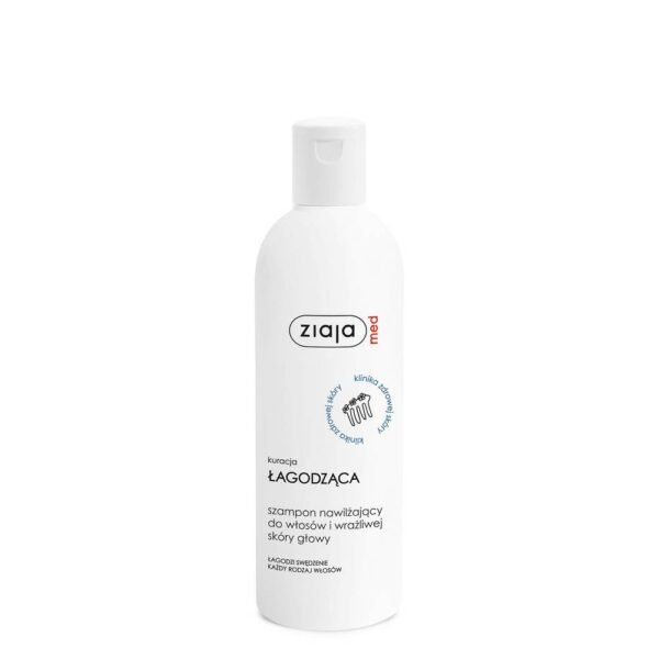 Ziaja med anti-démangeaisons apaisant 300 ml soulage le cuir chevelu sensible et les démangeaisons, régule l'exfoliation de l'épiderme et équilibre la flore bactérienne, maintient l'hydratation et la protection à long terme de la peau et des cheveux.